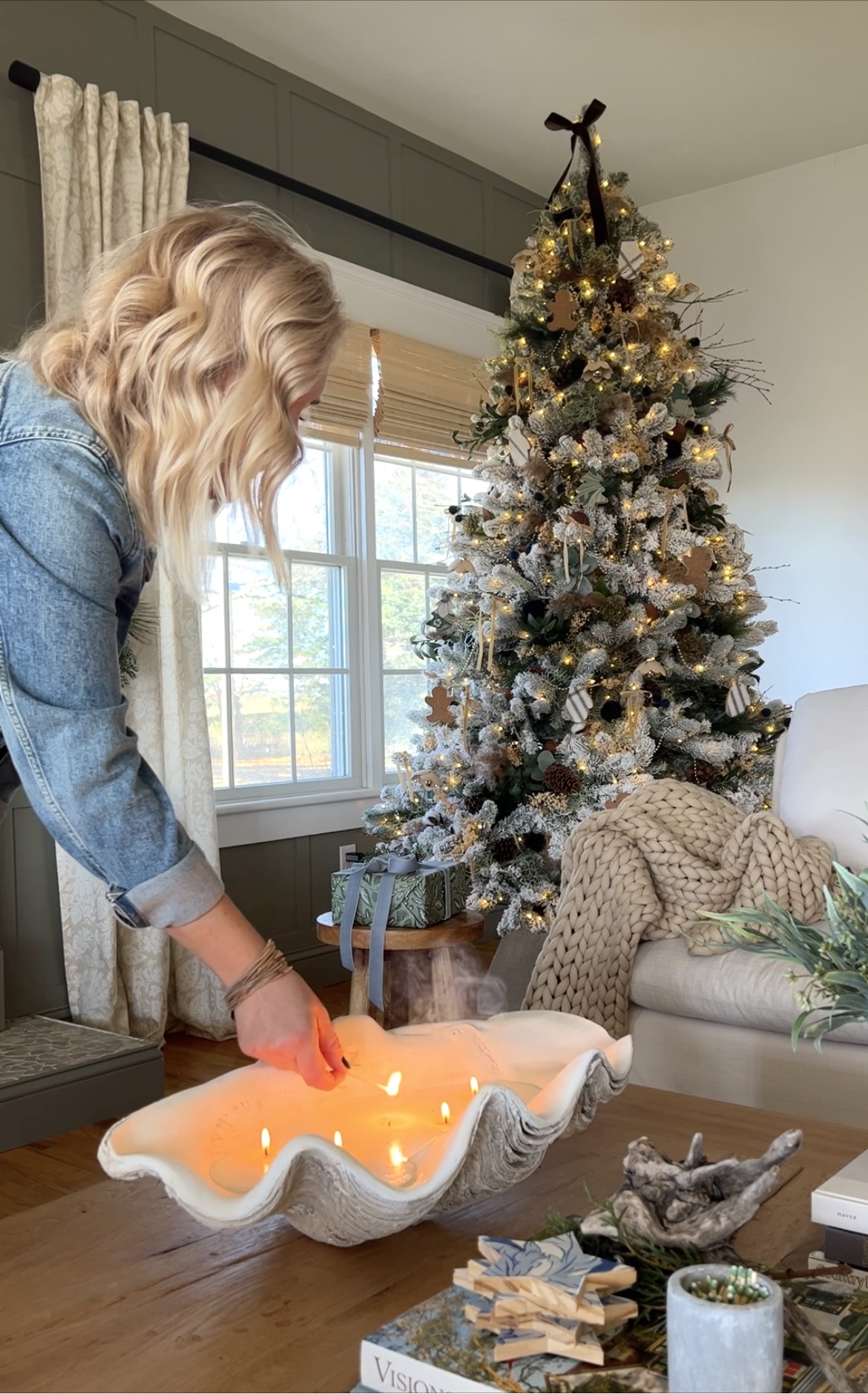 DIY Large Clam Shell Candle-Easy Coastal Christmas Idea. City Farmhouse by Jennifer O